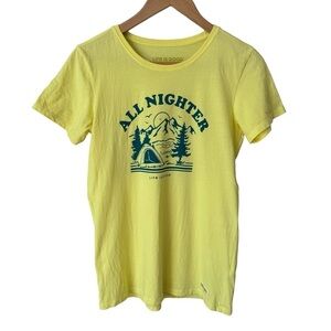 Life is Good All Nighter Camp Crusher Lite T Short Sleeve Yellow Women’s Medium